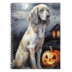 Halloween English Setter met pompoenen eng Notitieboek
