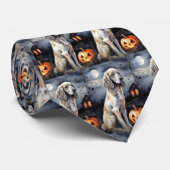 Halloween English Setter with Pumpkins Scary Stropdas (Opgerold)
