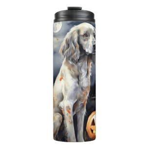 Halloween English Setter with Pumpkins Scary Thermosbeker