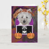 Halloween - enkel een Griezelige Lil - Westie - Kaart (Gele Bloem)
