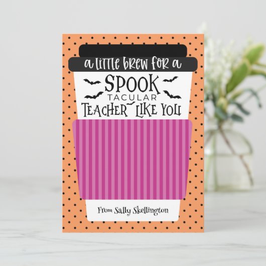 Halloween Enseignant Café Titulaire de carte cadea (Debout devant)