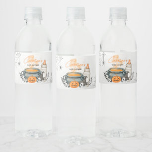 Halloween Er wordt een baby gebrouwen Baby Shower Waterfles Etiket