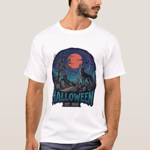 Halloween Est Howling Wolf Red Moon Zombie Hand_1 T-shirt
