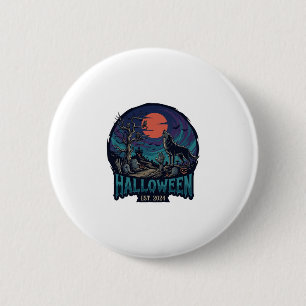 Halloween Est Huilende Wolf Rode Maan Zombie Hand_ Ronde Button 5,7 Cm