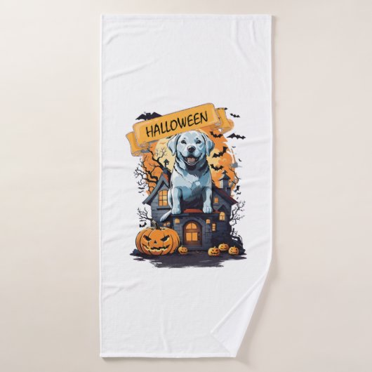HALLOWEEN ET CHIEN (Serviette de bain)