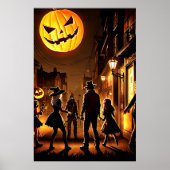 Halloween et une lune citrouille | AI Art Poster (Devant)