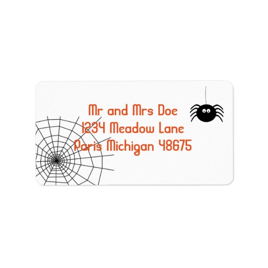 Halloween Étiquettes de adresse/araignée et Web (Devant)