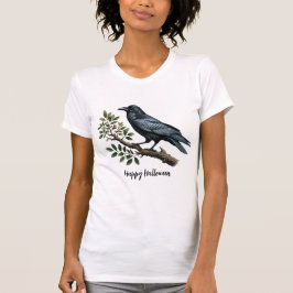 Halloween Evil Black Crow Green Leaves Vrouwen T-shirt