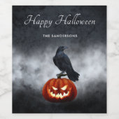 Halloween Evil Pumpkin en Raven Personalized Wijn Etiket (Enkel label)