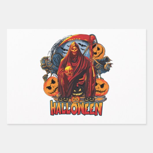 Halloween Evil skeleton, pompoen Inpakpapier Vel (Voorkant 2)