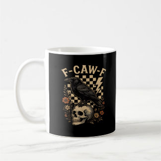 Halloween F Caw F Raaf Vogel Geruite Vintage Stijl Koffiemok