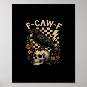 Halloween F Caw F Raaf Vogel Geruite Vintage Stijl Poster