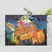 Halloween Fabulous Vector Art Party - Uitnodiging (Staand voorkant)