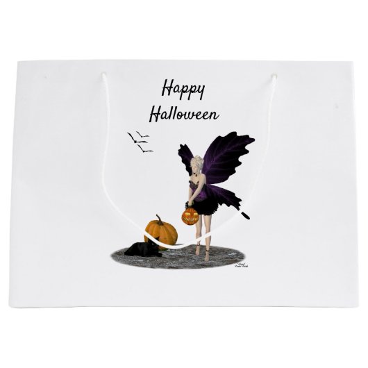 Halloween Fairy with Pumpkin Gift Bag Groot Cadeauzakje (Voorkant)
