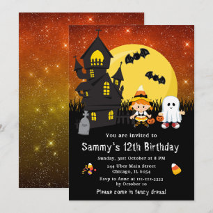 Halloween Fancy Dress Birthday Witch Ghost Sinaasa Kaart