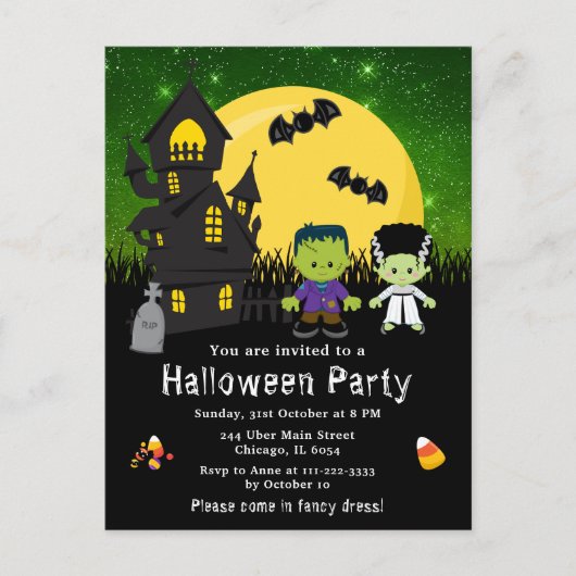 Halloween Fancy Dress Party Monsters Green Briefkaart (Voorkant)