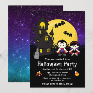 Halloween Fancy Dress Party Vampires Paars Kaart