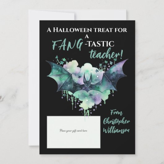 Halloween Fang-Tastic Teacher Carte Cadeau Titulai (Devant)