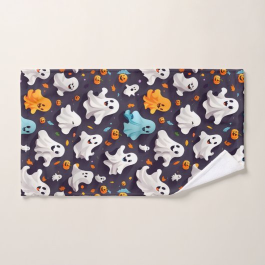 Halloween fantôme et Citrouille (Serviette à main)