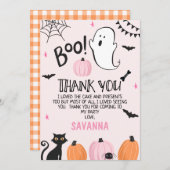 Halloween Fantôme rose Carte de remerciements d'an (Devant / Derrière)