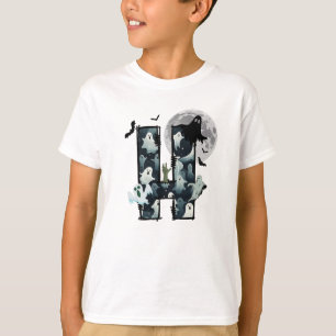 Halloween fantômes doodle lettre H t-shirt