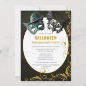 Halloween Faux Glitter Masquerade Kostuumfeest Kaart (Voorkant)