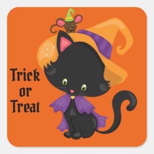 Halloween Favor Bag Sticker Cute Black Cat