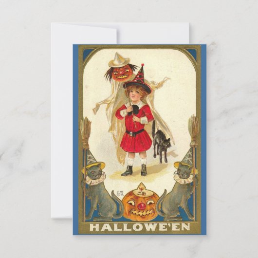Halloween Feast Invitation Cats Kind Kaart (Voorkant)