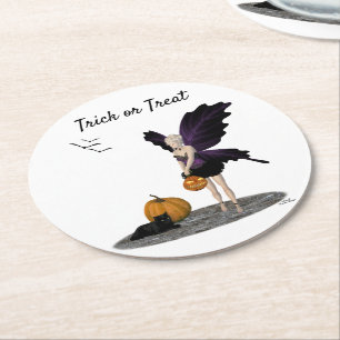 Halloween fee met pompoenen papier Onderzetter