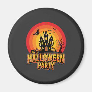 Halloween Feest Geheime Kasteel Retro Vector Magneet