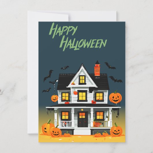 Halloween Feest in een Spukhuis Kaart (Voorkant)