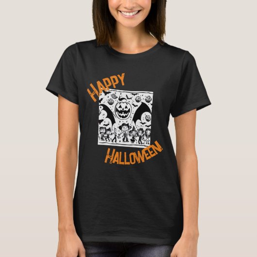 Halloween feest in zwart-wit t-shirt (Voorkant)