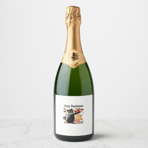 Halloween Feest Kat Moeder Kostuum Lange Mouwen T- Sparkling Wijnetiket