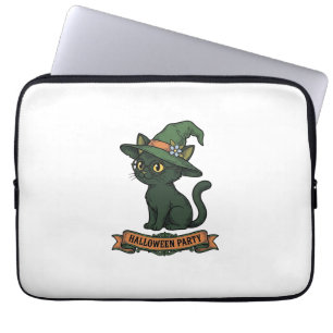 Halloween Feest Kat Vintage Vector Ontwerp_1 Laptop Sleeve