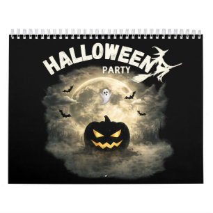 Halloween Feest Maan Pompoen Geest Vintage Hallowe Kalender