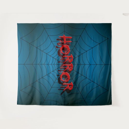 Halloween Feest Rood Horror Spinnenweb Blauw Griez Wandkleed (Voorkant (horizontaal))