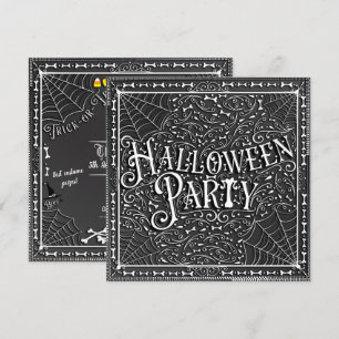 Halloween Feest Spinnenwebben & Botten Zwart Wit Kaart