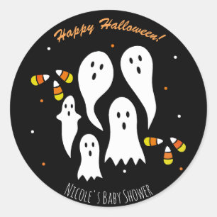 Halloween Feest Spoken en Snoepmais Zwart Oranje Ronde Sticker