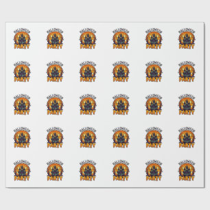 Halloween Feest Spoken Huis Pompoen Vleermuizen_1 Cadeaupapier