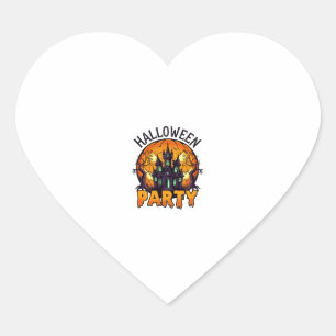 Halloween Feest Spoken Huis Pompoen Vleermuizen_1 Hart Sticker