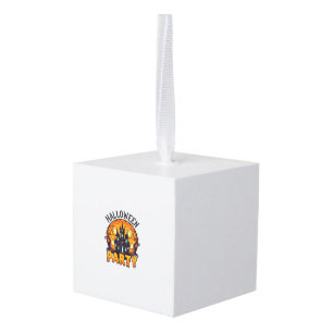 Halloween Feest Spoken Huis Pompoen Vleermuizen_1 Kubus Ornament