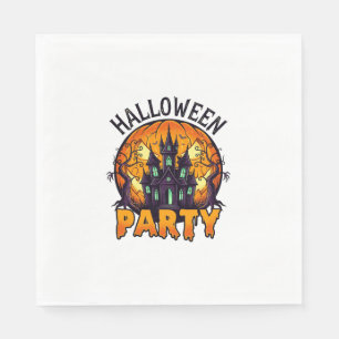 Halloween Feest Spoken Huis Pompoen Vleermuizen_1 Servet