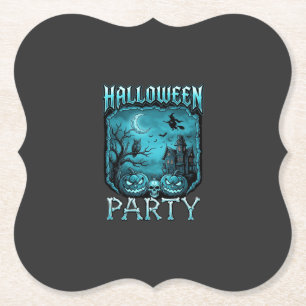 Halloween Feest Spoken Huis Pompoenen Schedel Heks Kartonnen Onderzetters