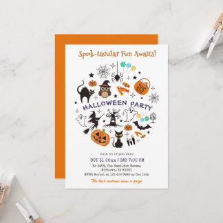 Halloween-feest Spooktacular Pictogrammen Grappen Kaart