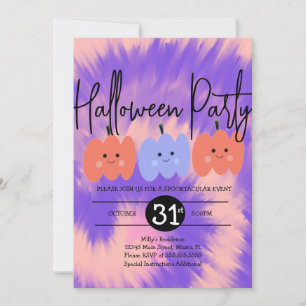 Halloween Feest Tie Dye Pompoen Hand Getekend Kaart