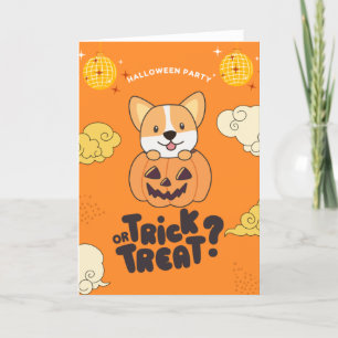 Halloween Feest Trick Or Treat Corgi Pompoen Vakan Feestdagen Kaart