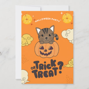 Halloween Feest Trick Or Treat Kat Pompoen Vakanti Feestdagenkaart
