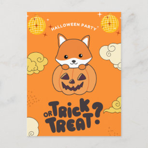 Halloween Feest Trick Or Treat Vos Pompoen Vakanti Feestdagenkaart
