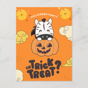 Halloween Feest Trick Or Treat Zebra Pompoen Vakan Feestdagenkaart