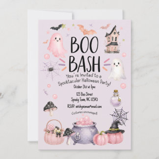 Halloween-feest uitnodiging Meisjesachtig Roze en